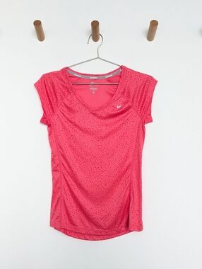 Nike Dri FIT V Neck Cap Sleeve Geometric Print Running Top – Pink, Women's XS